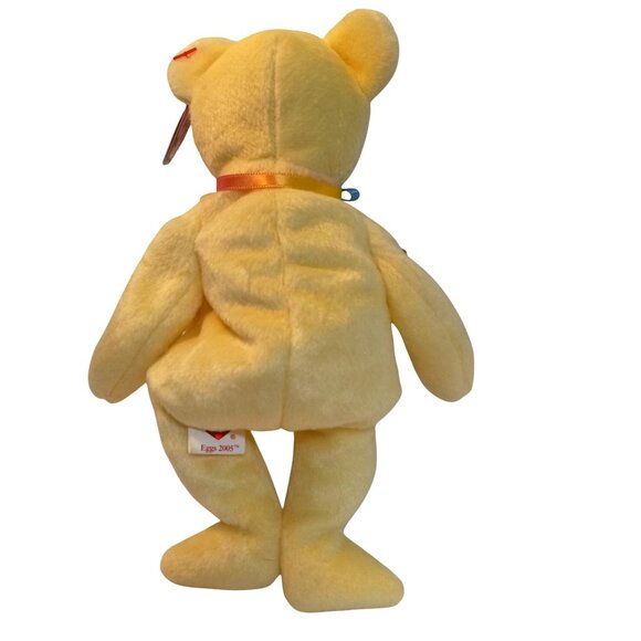 Ty Beanie Babies Bear Eggs 2005 Yellow Plush Easter Embroidered Egg Design NEW - Picture 3 of 6